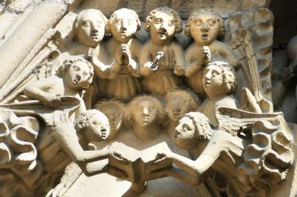 Choir of angels in the tympanum of the Thann Cathedral, Theobaldus Church (14th-16th c.)